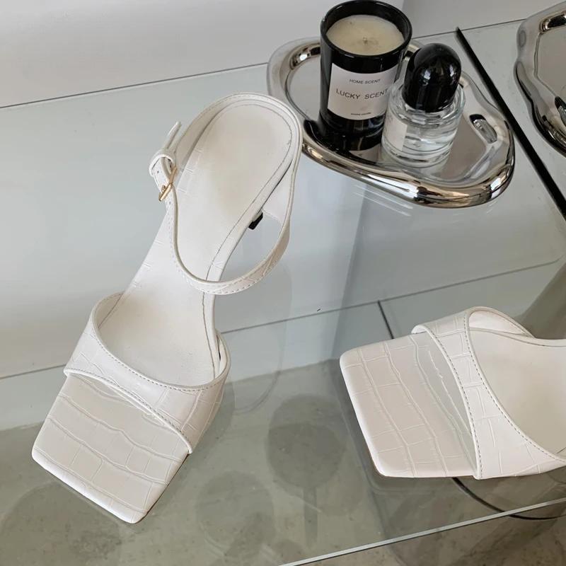 Gold Silver Women Slipper with Square Toe Low Heels Sandal