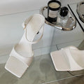 Gold Silver Women Slipper with Square Toe Low Heels Sandal