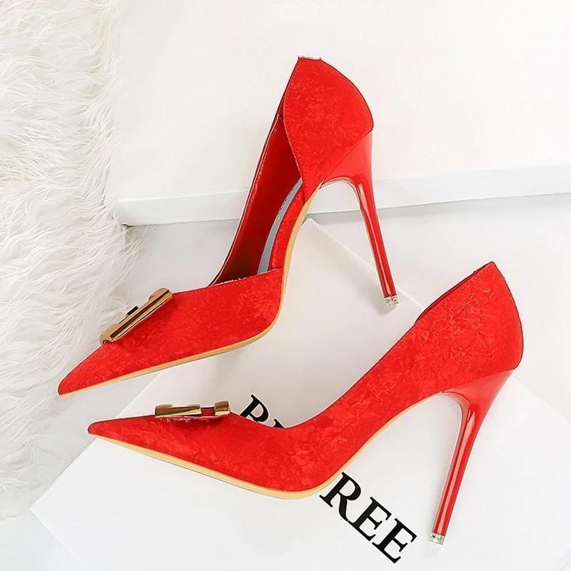 Metal Button Kitten Heels Women Pumps Fashion