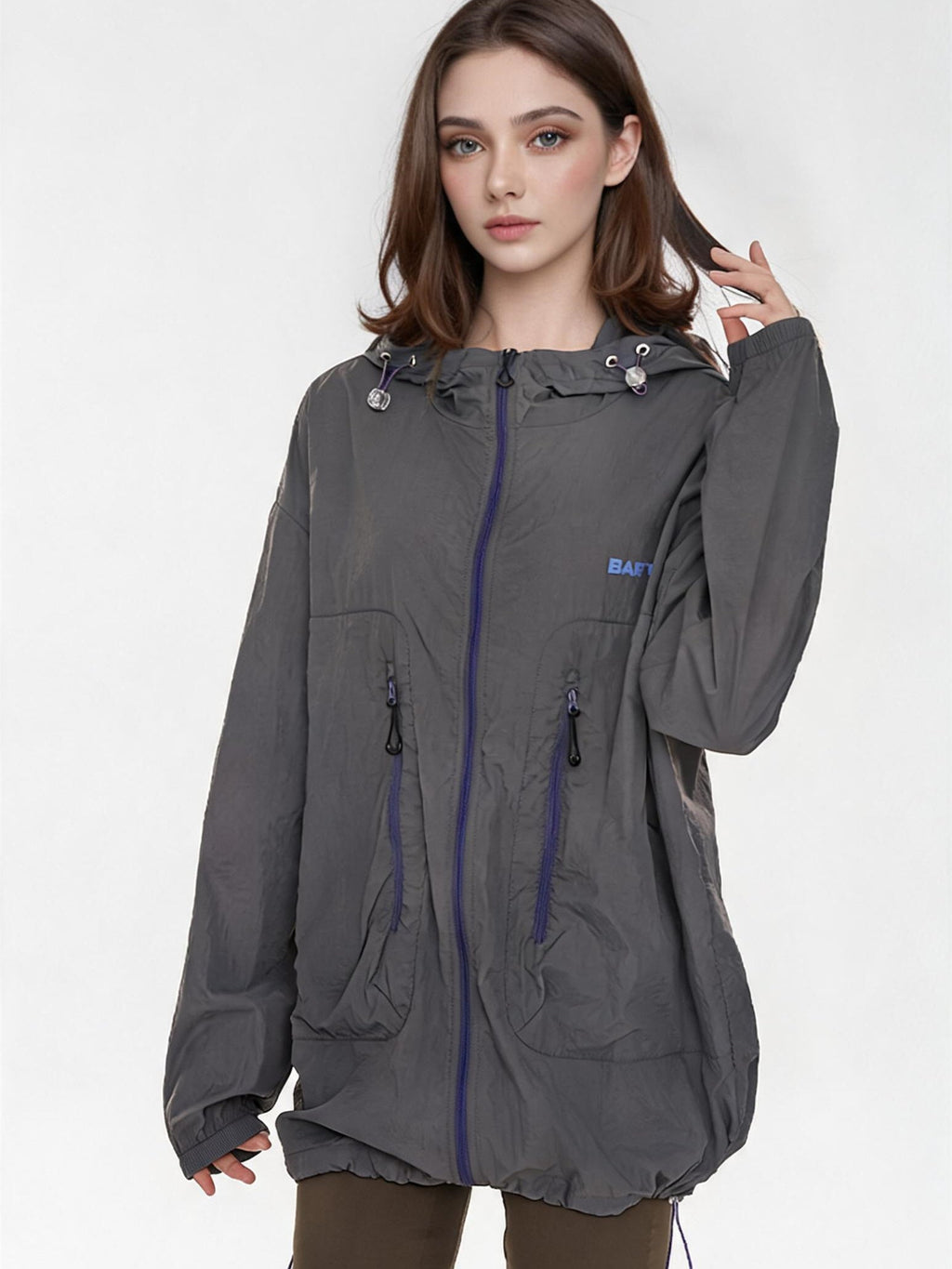 Outdoor Drawstring Hooded Breathable Sun-protective Jacket