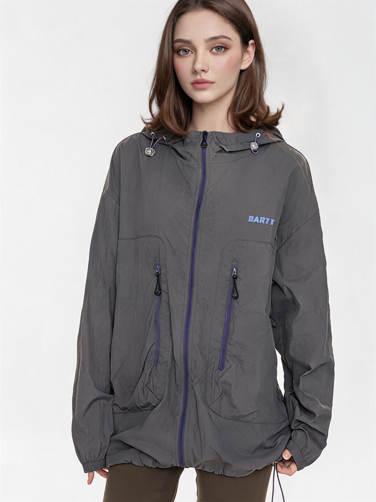 Outdoor Drawstring Hooded Breathable Sun-protective Jacket