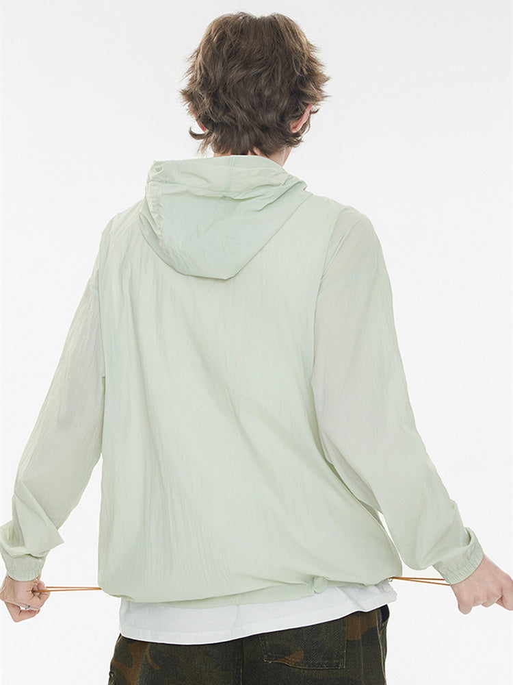 Outdoor Drawstring Hooded Breathable Sun-protective Jacket