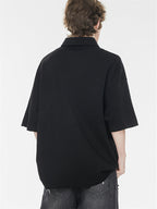 Simple Slogan Collared Casual Mid-sleeve T-shirt