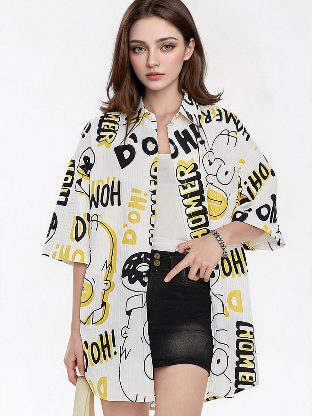 Bubble Texture Loose Collar Sun Protection Shirt