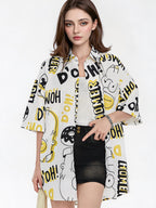 Bubble Texture Loose Collar Sun Protection Shirt