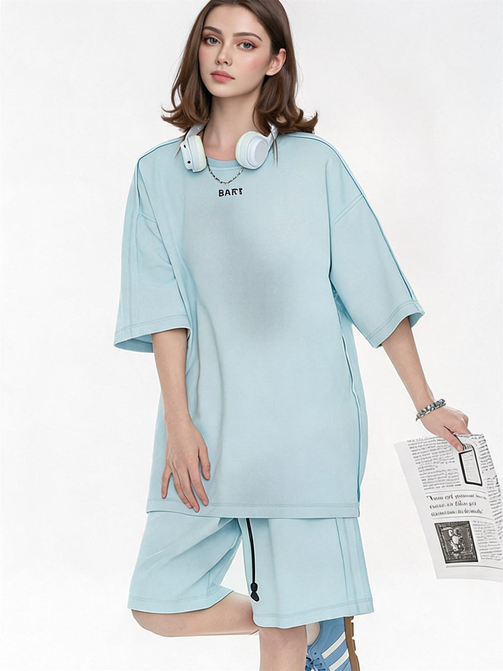 Solid Color, Relaxed Style, Two-piece Set For Home And Outings