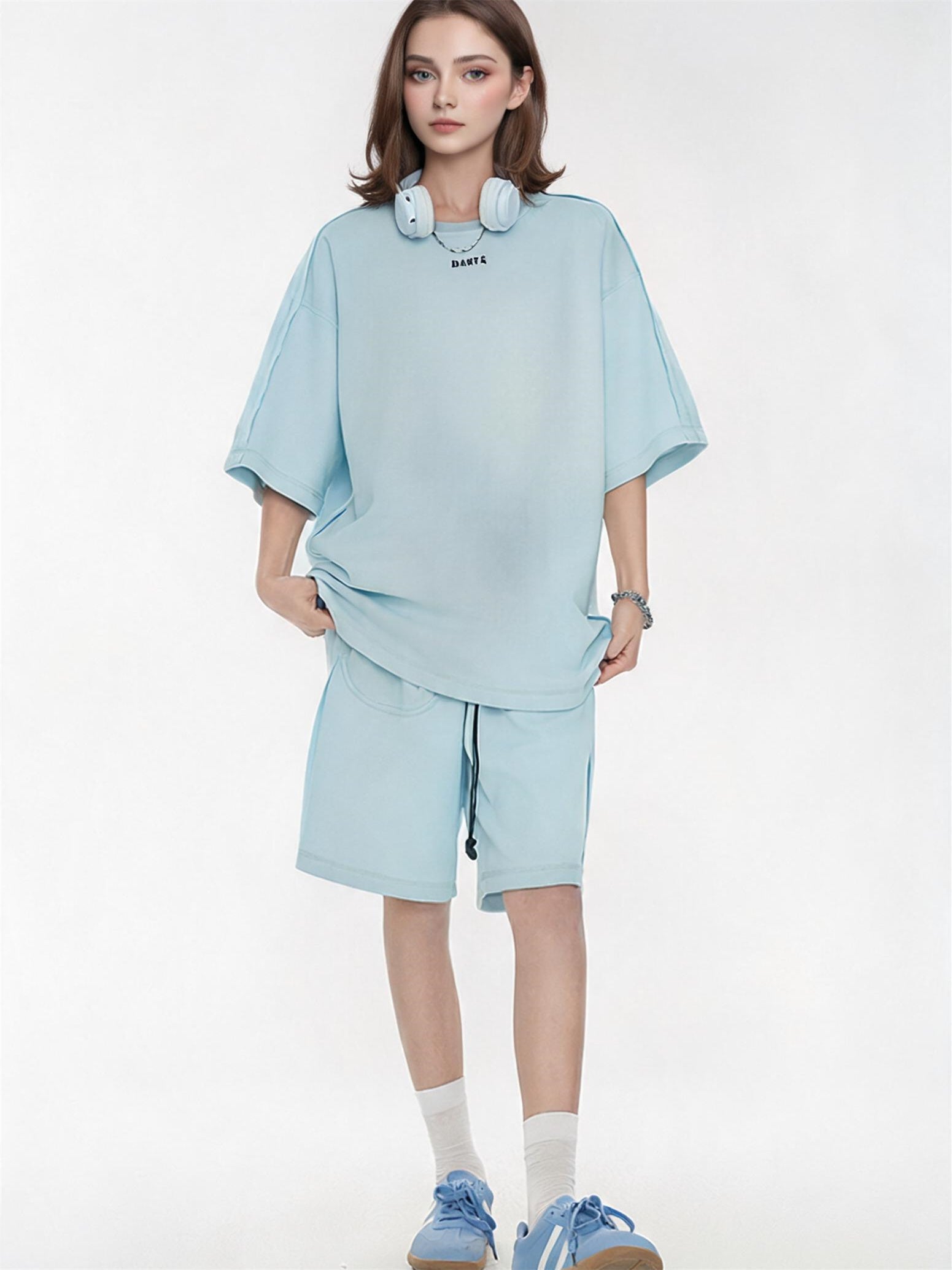 Solid Color, Relaxed Style, Two-piece Set For Home And Outings