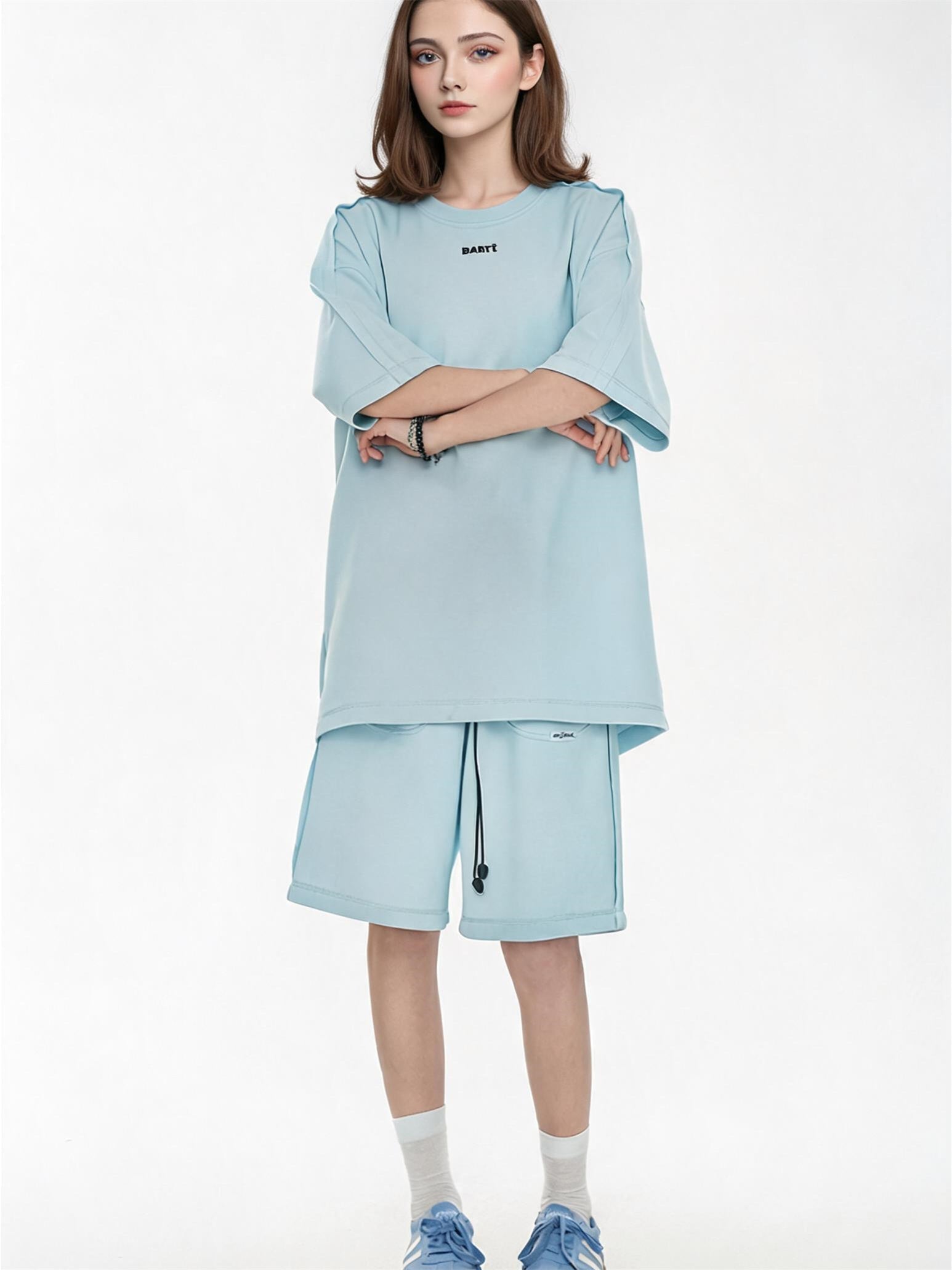 Solid Color, Relaxed Style, Two-piece Set For Home And Outings