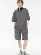 Solid Color, Relaxed Style, Two-piece Set For Home And Outings