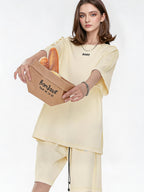 Solid Color, Relaxed Style, Two-piece Set For Home And Outings