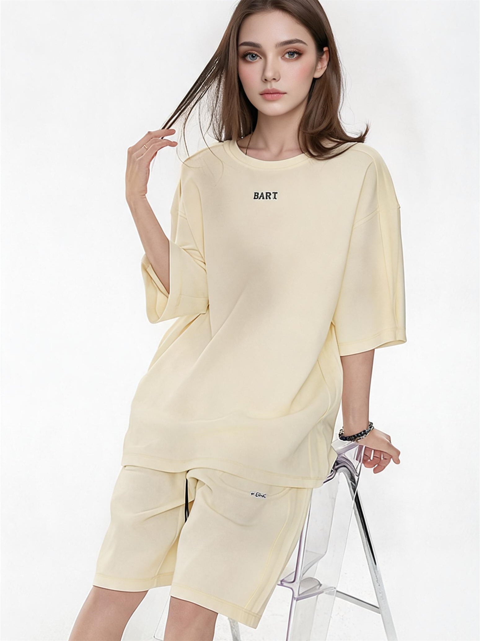 Solid Color, Relaxed Style, Two-piece Set For Home And Outings