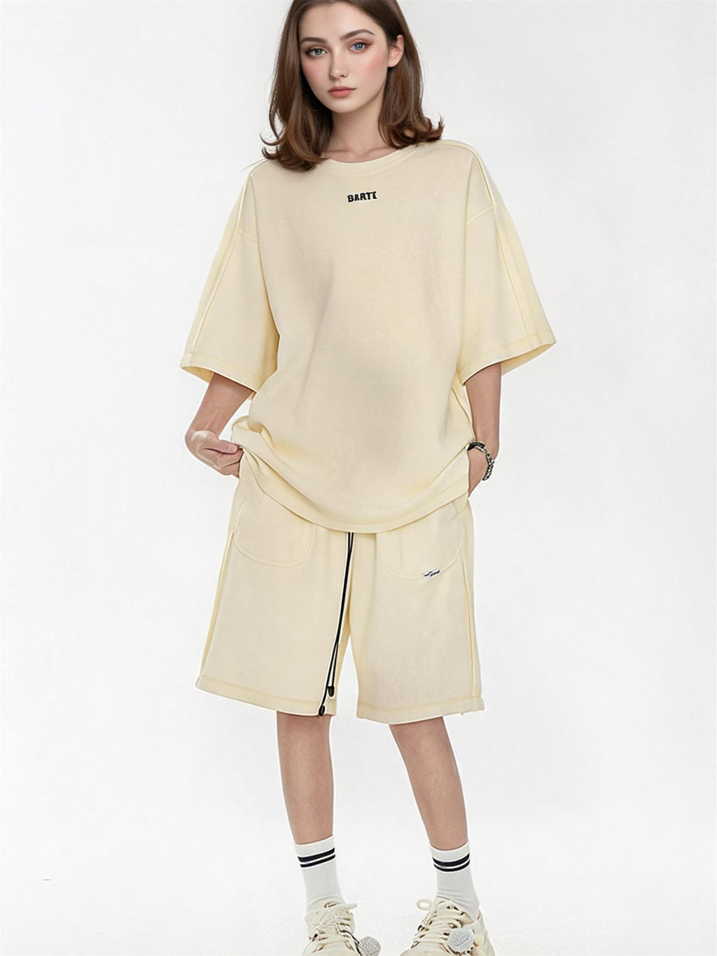 Solid Color, Relaxed Style, Two-piece Set For Home And Outings