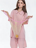 Raglan Sleeve Wide-leg Pants Lazy Style Set
