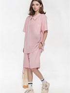 Raglan Sleeve Wide-leg Pants Lazy Style Set