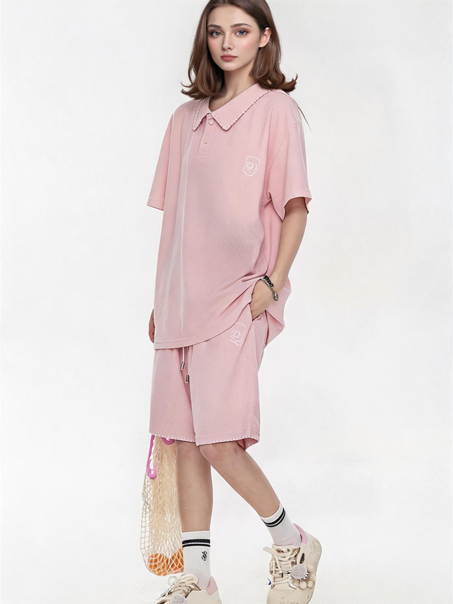 Raglan Sleeve Wide-leg Pants Lazy Style Set
