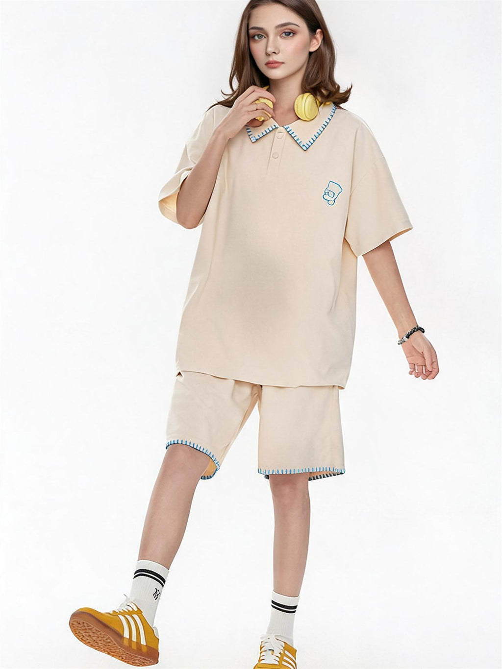 Raglan Sleeve Wide-leg Pants Lazy Style Set