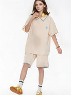 Raglan Sleeve Wide-leg Pants Lazy Style Set