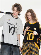 Sweet And Cool Girl Loose V-neck Sports Jersey T-shirt