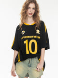 Sweet And Cool Girl Loose V-neck Sports Jersey T-shirt