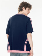 Sweet And Cool Girl Loose V-neck Sports Jersey T-shirt