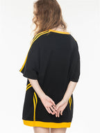Sweet And Cool Girl Loose V-neck Sports Jersey T-shirt