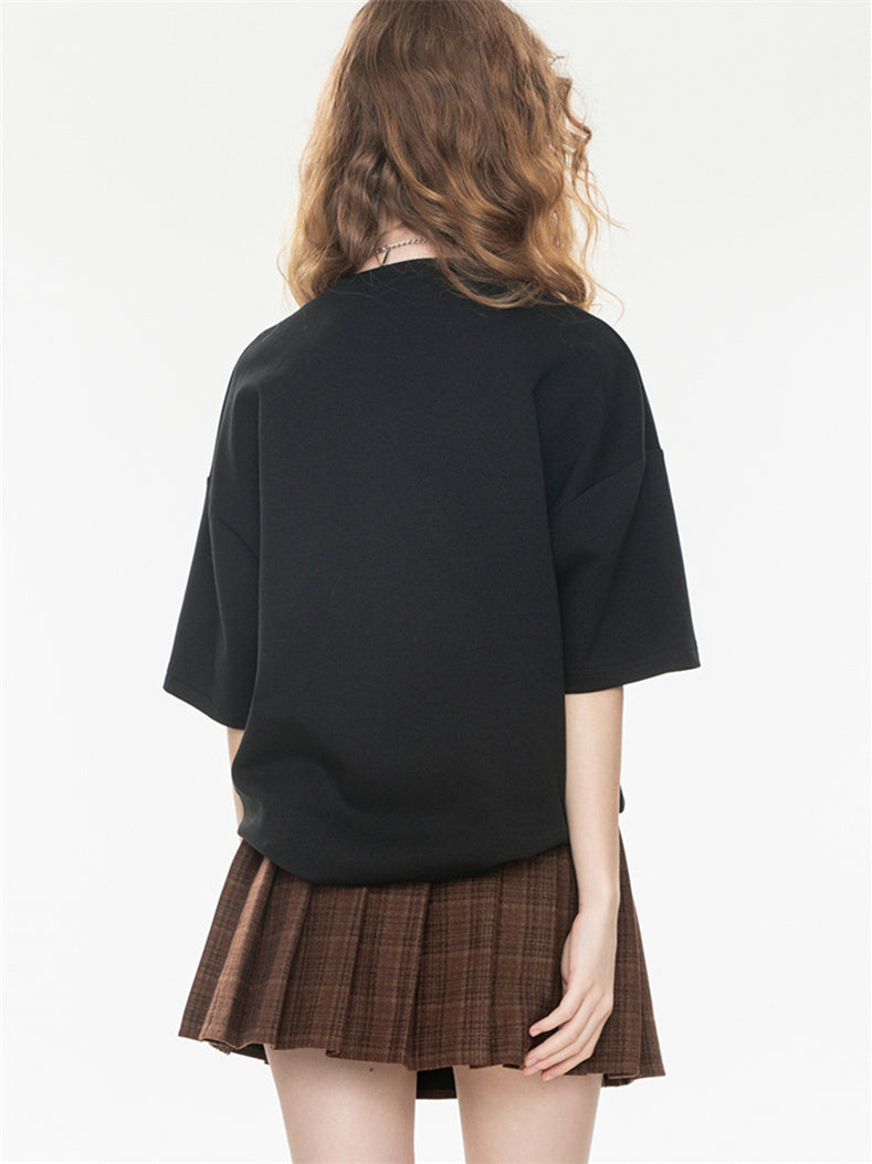 American Retro Relaxed Oversized Top With Dropped Shoulders