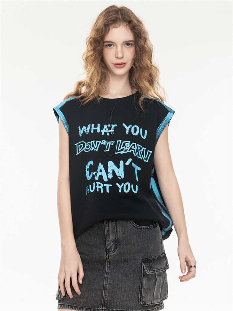 Street Graffiti Loose-fitting Sleeveless Sports Top