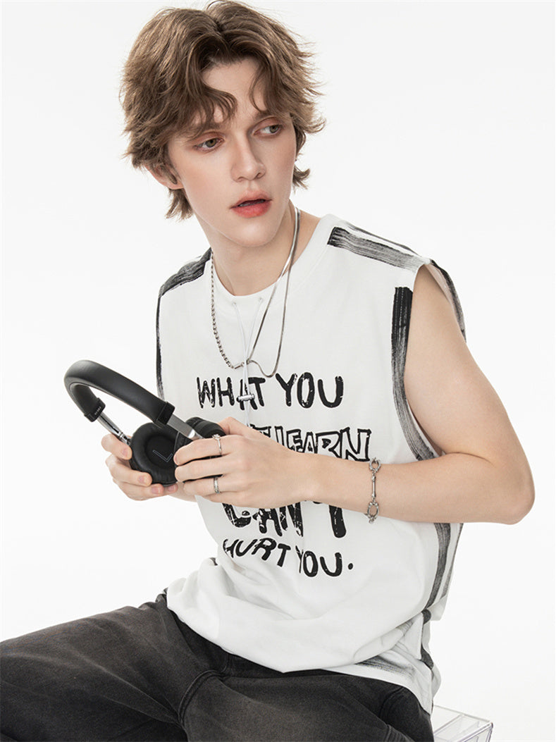 Street Graffiti Loose-fitting Sleeveless Sports Top