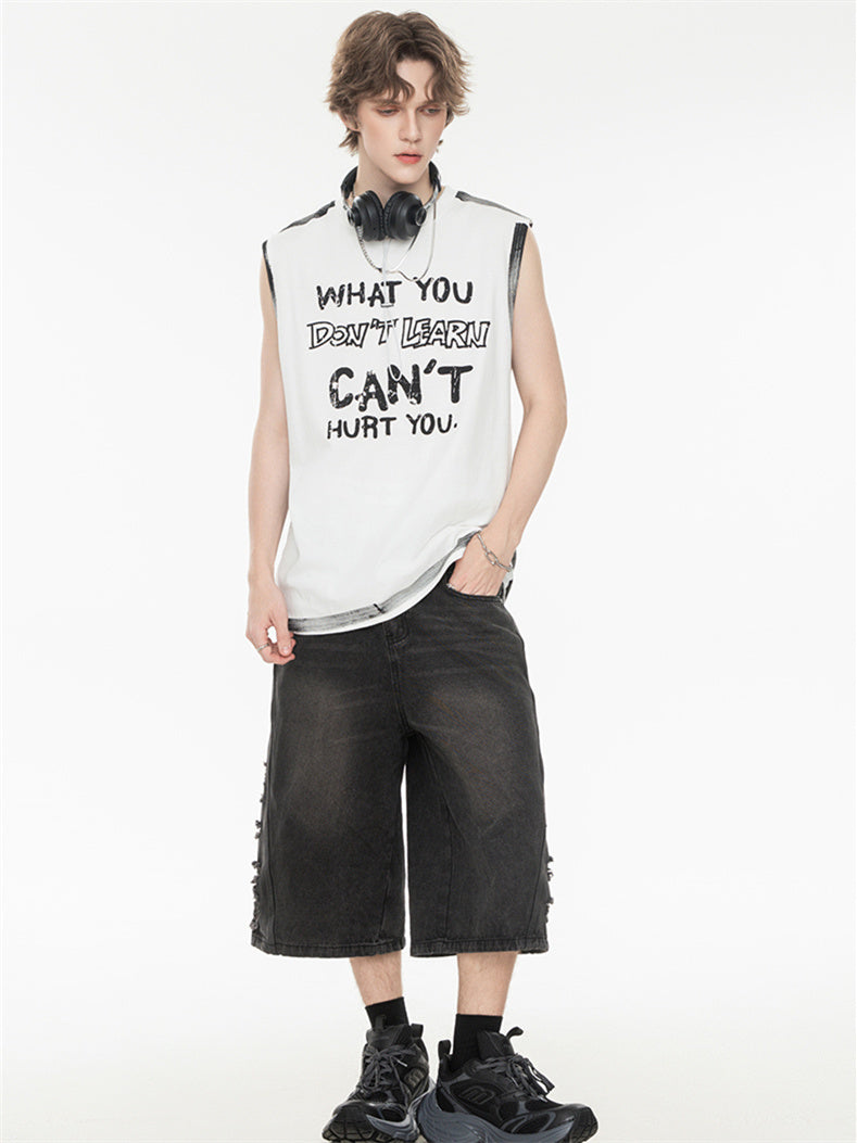 Street Graffiti Loose-fitting Sleeveless Sports Top