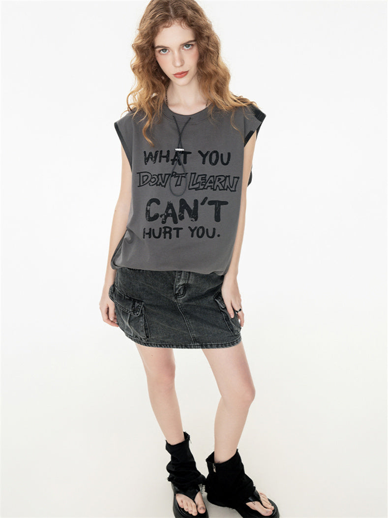 Street Graffiti Loose-fitting Sleeveless Sports Top