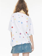 All-over Floral Print Loose-fitting Short-sleeved T-shirt For Couples