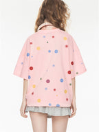 All-over Floral Print Loose-fitting Short-sleeved T-shirt For Couples