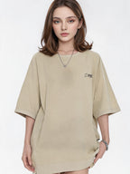 Raglan Sleeve Small Letter Loose Three-quarter Sleeve T-shirt