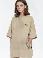 Raglan Sleeve Small Letter Loose Three-quarter Sleeve T-shirt