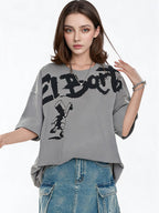 American Street Style Cartoon Graffiti Oversized T-shirt
