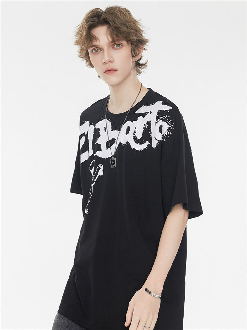American Street Style Cartoon Graffiti Oversized T-shirt