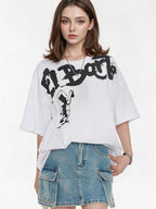 American Street Style Cartoon Graffiti Oversized T-shirt