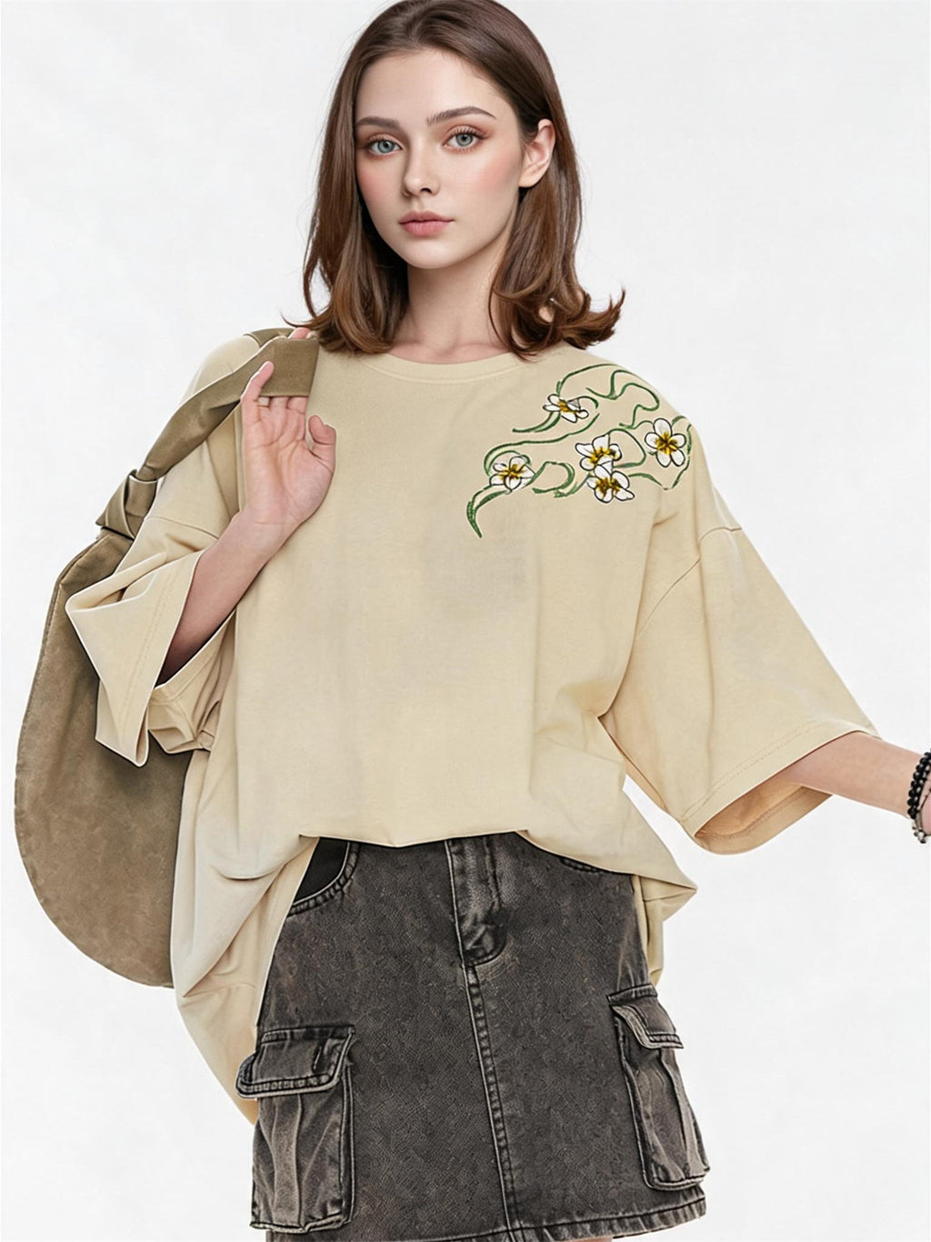 Fresh And Gentle Style Oversized Casual T-shirt