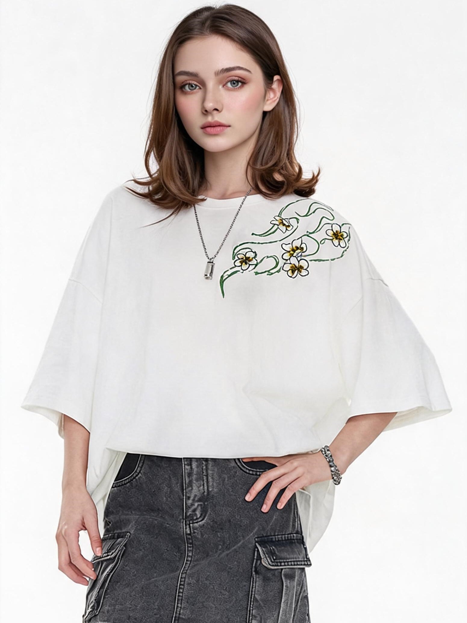 Fresh And Gentle Style Oversized Casual T-shirt
