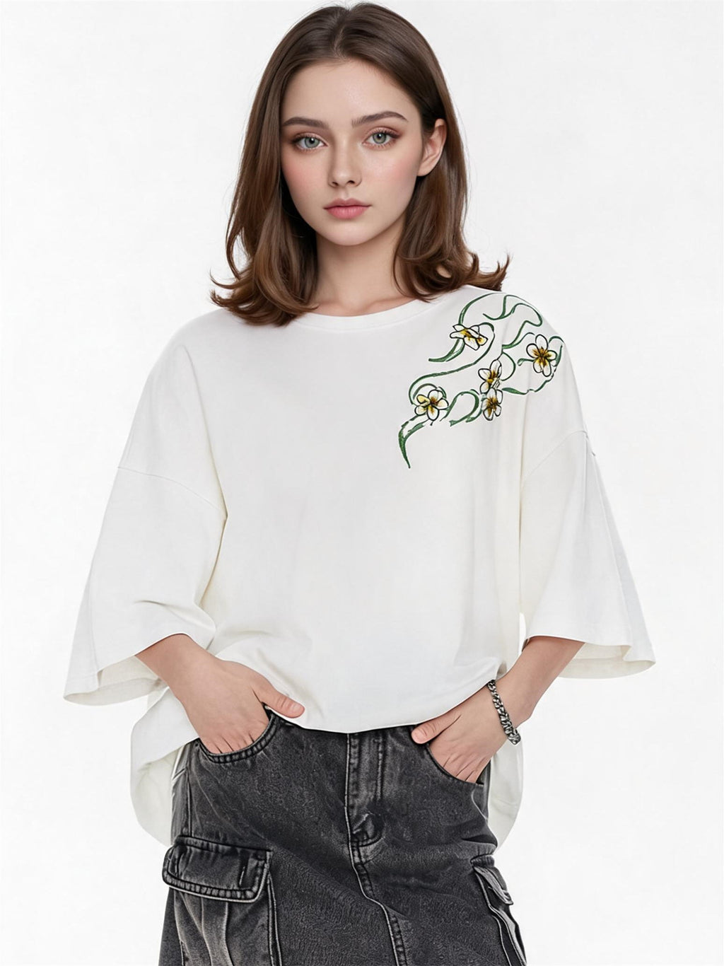 Fresh And Gentle Style Oversized Casual T-shirt