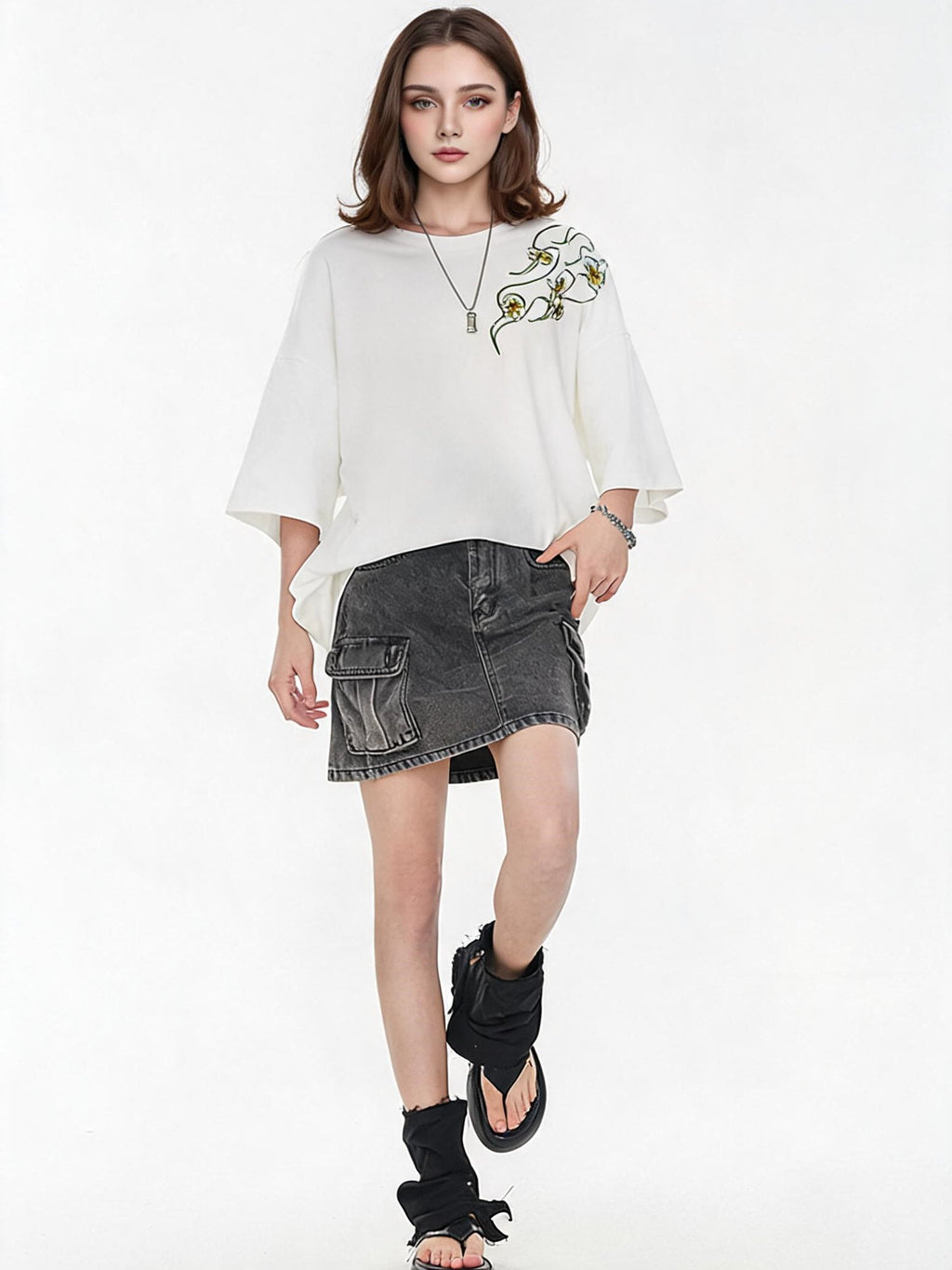 Fresh And Gentle Style Oversized Casual T-shirt