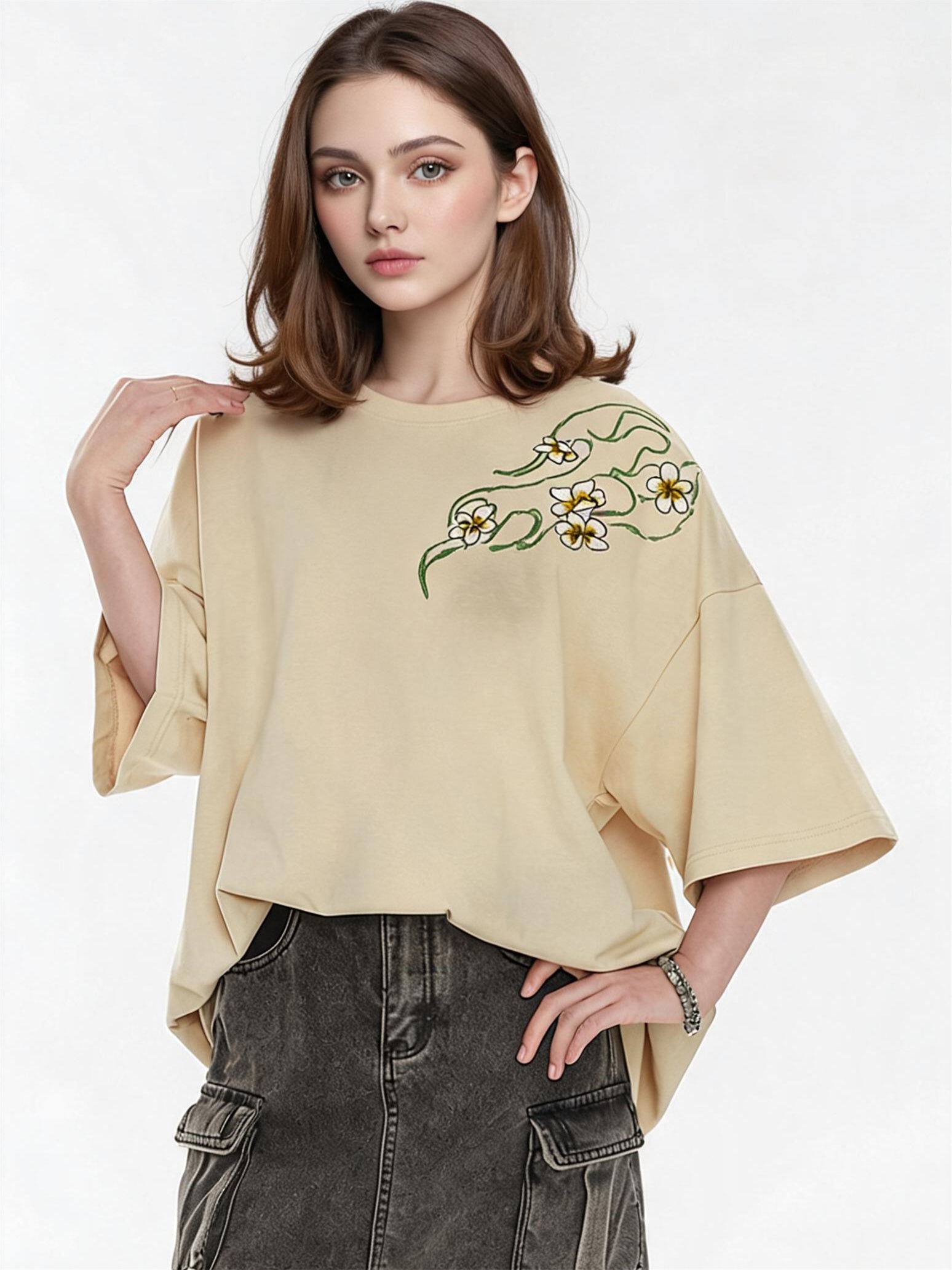 Fresh And Gentle Style Oversized Casual T-shirt
