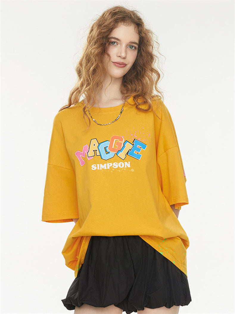 Playful 3D Bubble Print Drop Shoulder Short Sleeve