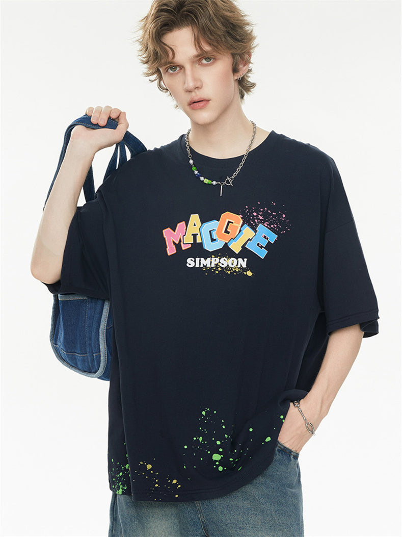Playful 3D Bubble Print Drop Shoulder Short Sleeve