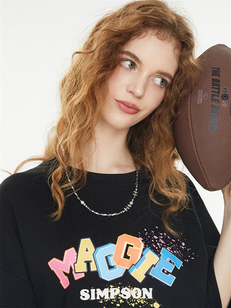 Playful 3D Bubble Print Drop Shoulder Short Sleeve