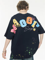 Playful 3D Bubble Print Drop Shoulder Short Sleeve