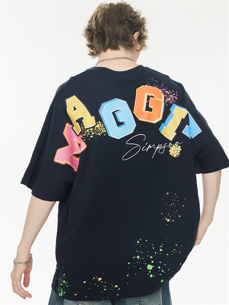 Playful 3D Bubble Print Drop Shoulder Short Sleeve