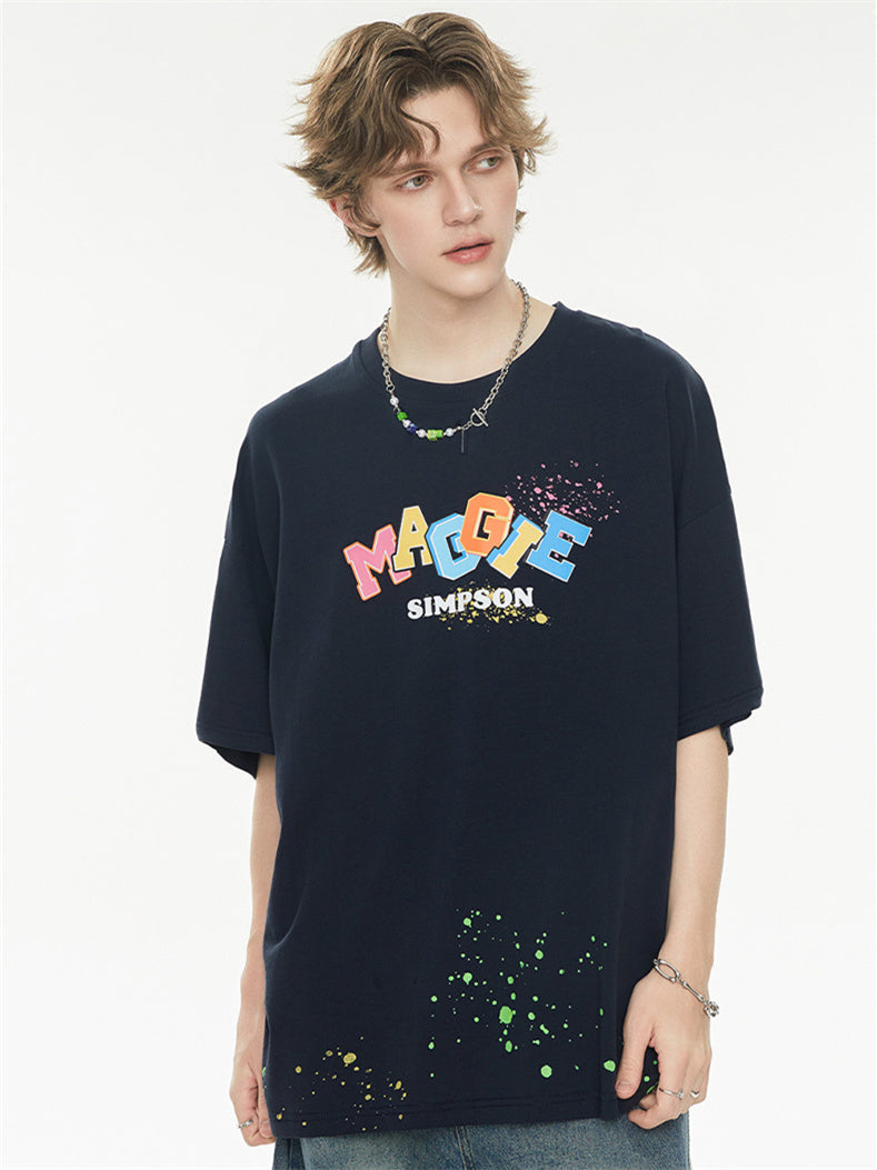 Playful 3D Bubble Print Drop Shoulder Short Sleeve