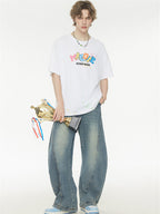 Playful 3D Bubble Print Drop Shoulder Short Sleeve