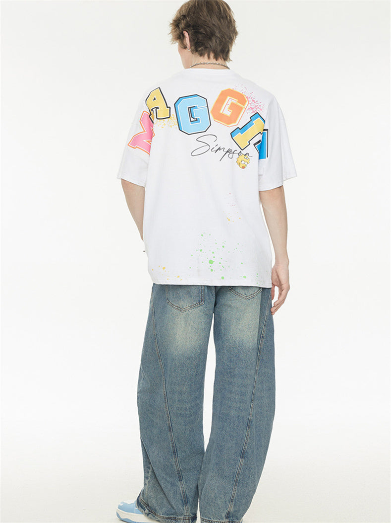 Playful 3D Bubble Print Drop Shoulder Short Sleeve